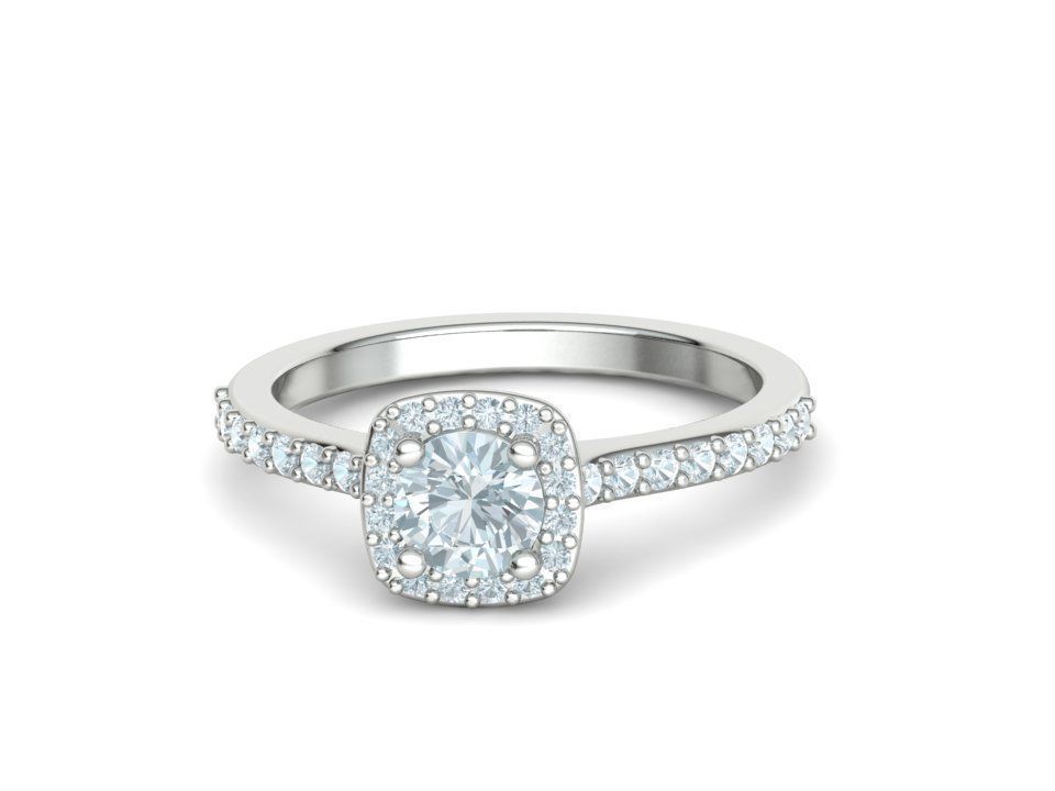 Engagement Ring Cushion Halo Half Carat Stone 3dprint model 3D print model_24