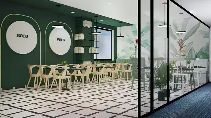 cafeteria design Low-poly 3D model