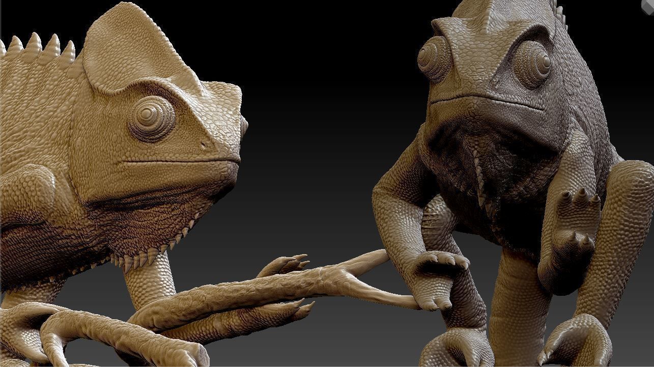 chameleon chamelon on branch 3D print model_7