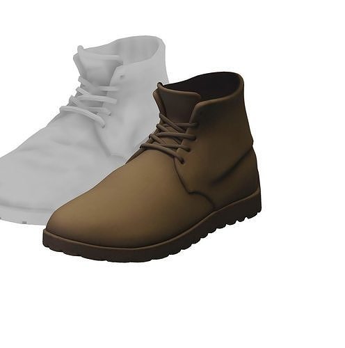 Cartoon High Poly Subdivision Grey Boots Low-poly 3D model