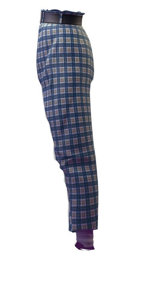 Mens Pants Clown Checkered Baggy Trousers Subdivision 3D model_3