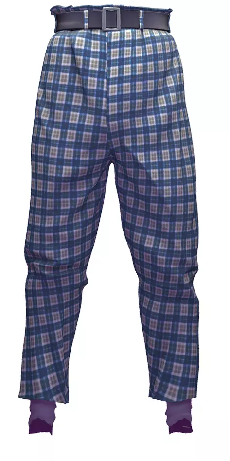 Mens Pants Clown Checkered Baggy Trousers Subdivision 3D model_1