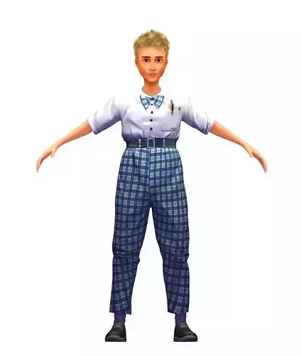Cartoon Low Poly Style Avatar 017 3D Model Low-poly 3D model