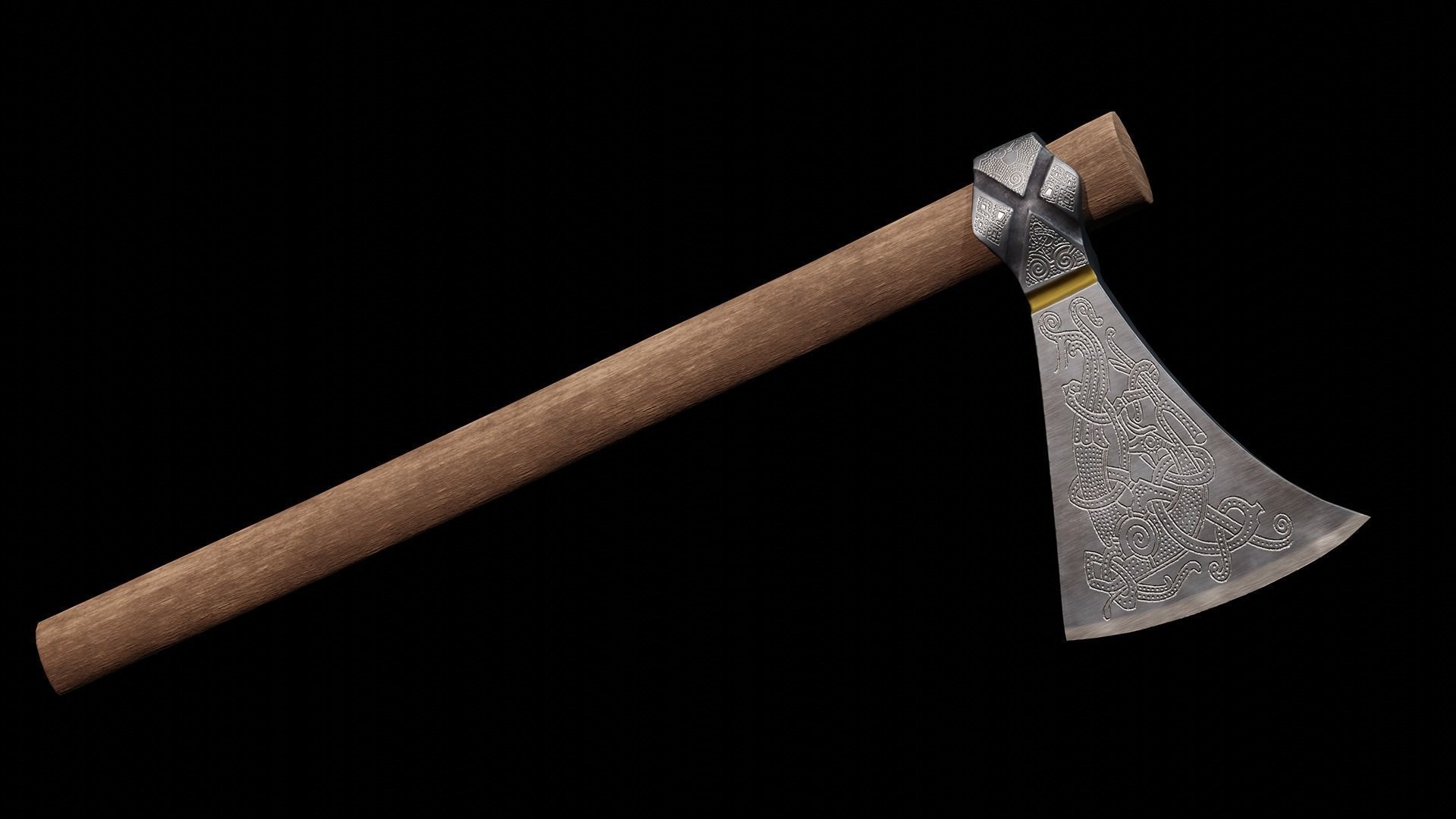 Viking Axe Mammen Low-poly 3D model_1