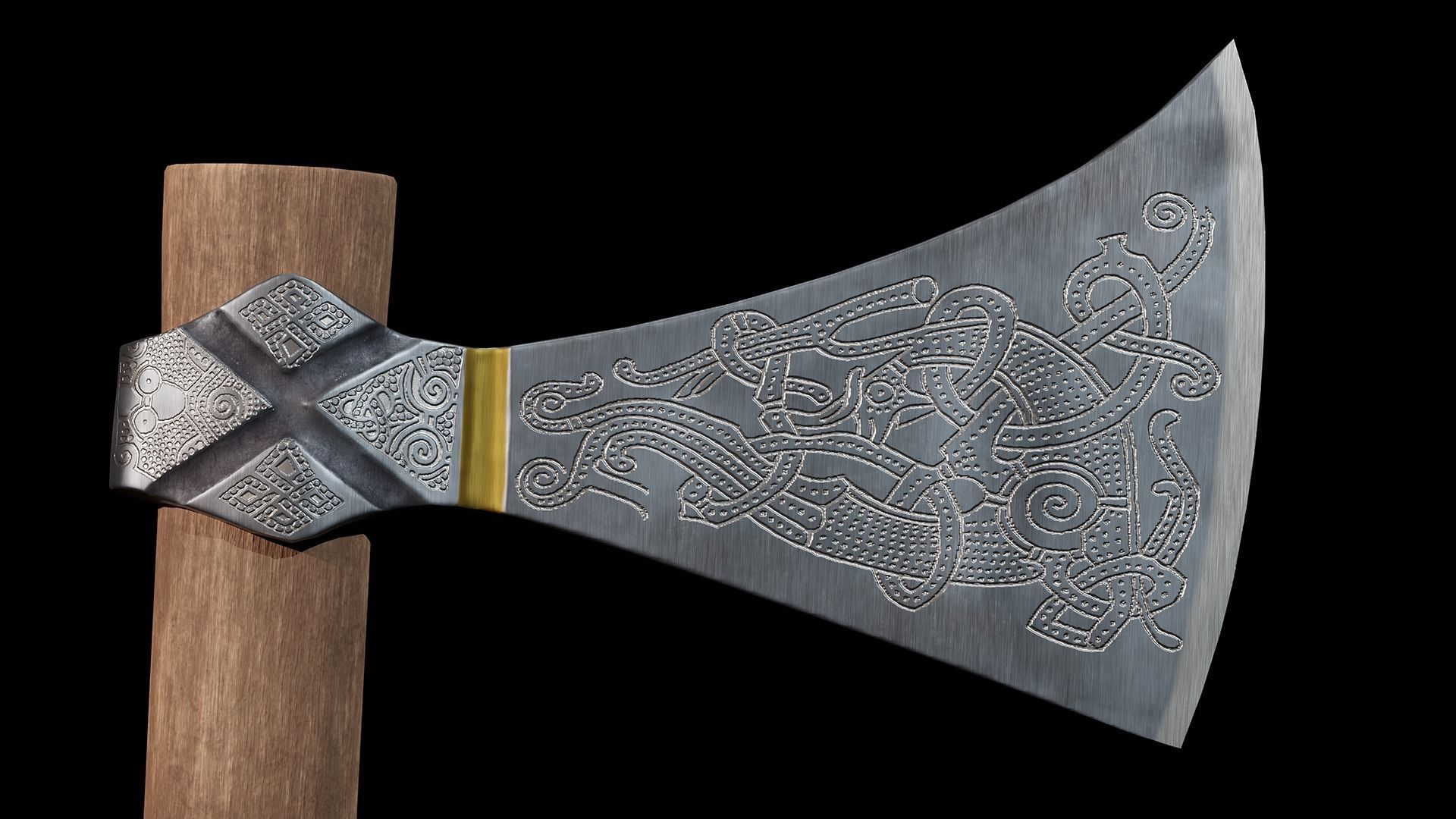 Viking Axe Mammen Low-poly 3D model_2