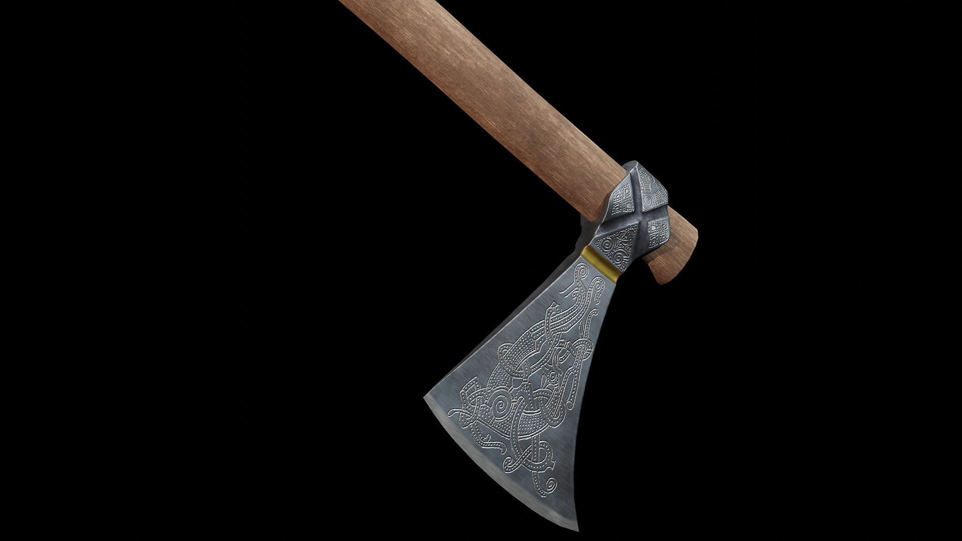 Viking Axe Mammen Low-poly 3D model_4