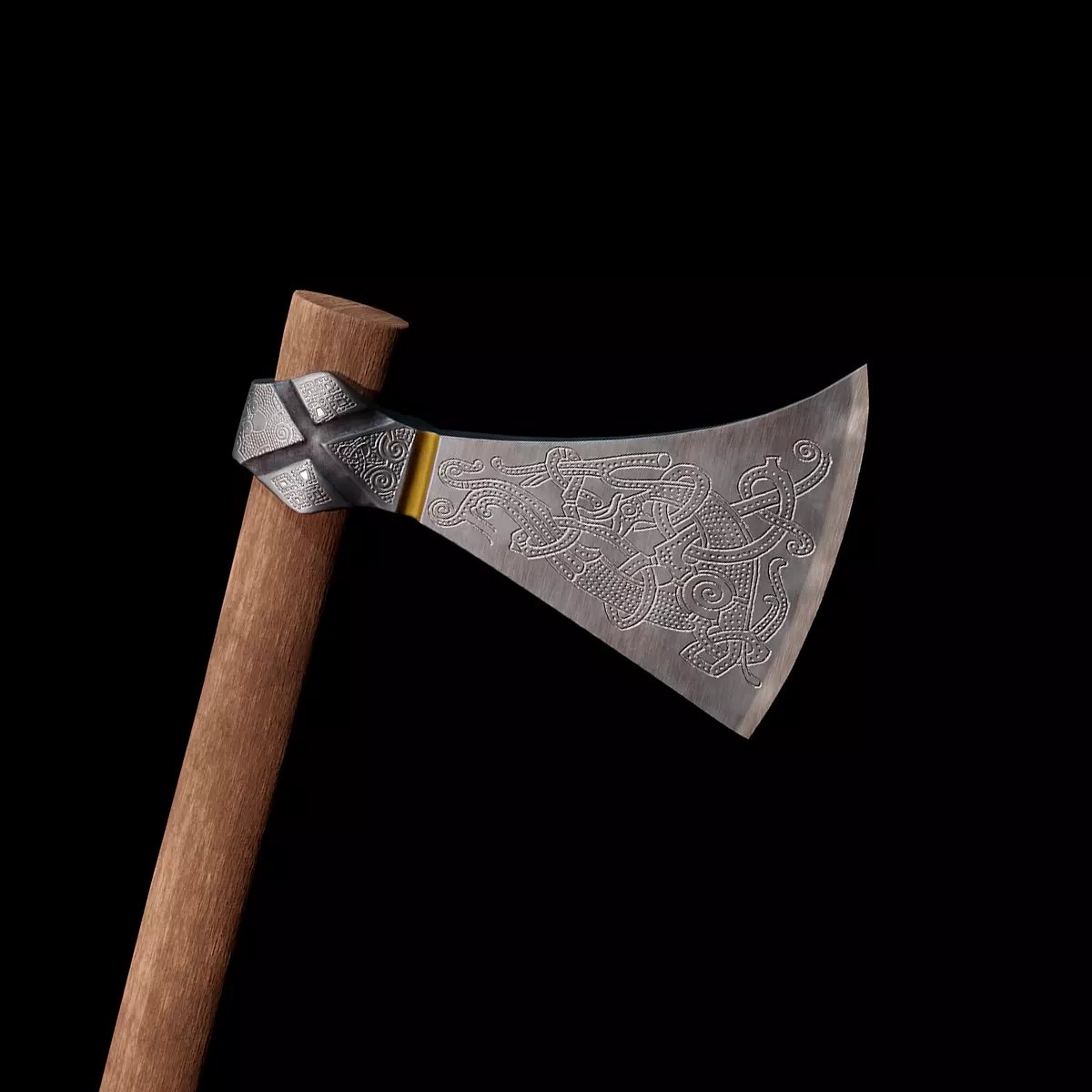 Viking Axe Mammen Low-poly 3D model_0