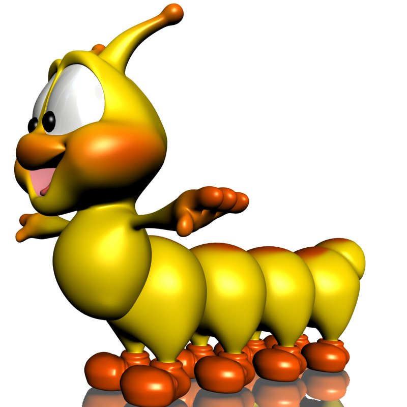 Cartoon Caterpillar Rigged Low-poly 3D model_1