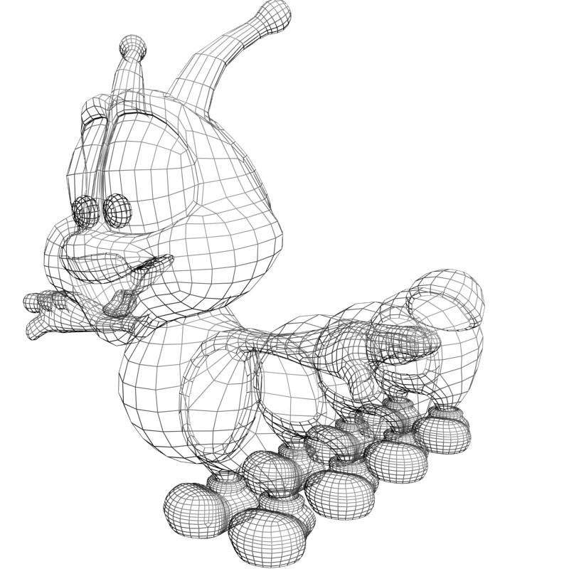 Cartoon Caterpillar Rigged Low-poly 3D model_5