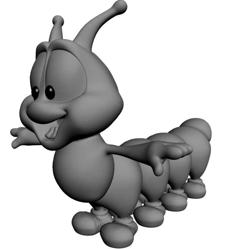 Cartoon Caterpillar Rigged Low-poly 3D model_4
