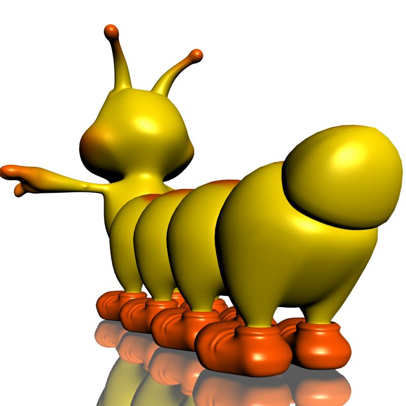 Cartoon Caterpillar Rigged Low-poly 3D model_6