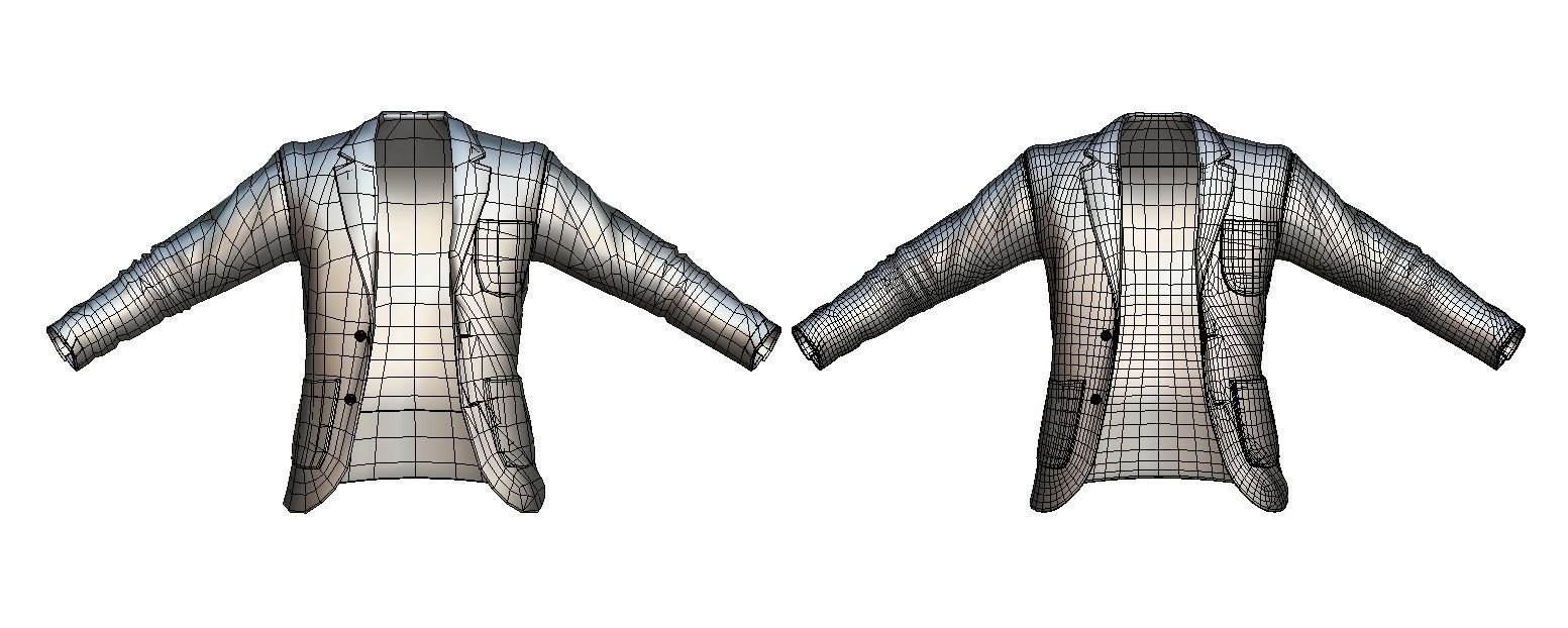 Cartoon High Poly Subdivision Sand Jacket 3D Model  Low-poly 3D model_3