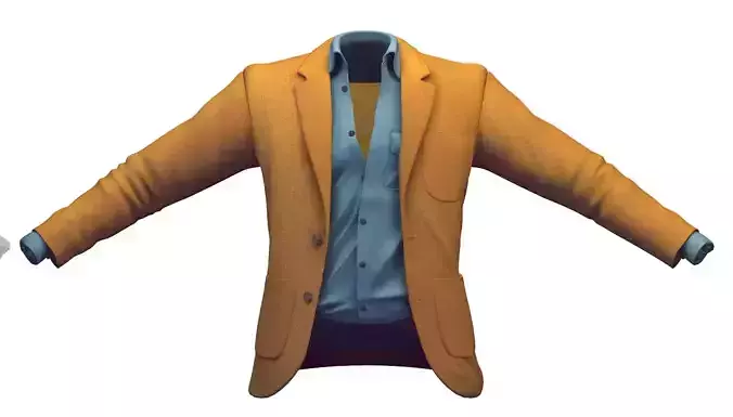 Cartoon High Poly Subdivision Blue Shirt Jacket 3D Model Low-poly 3D model