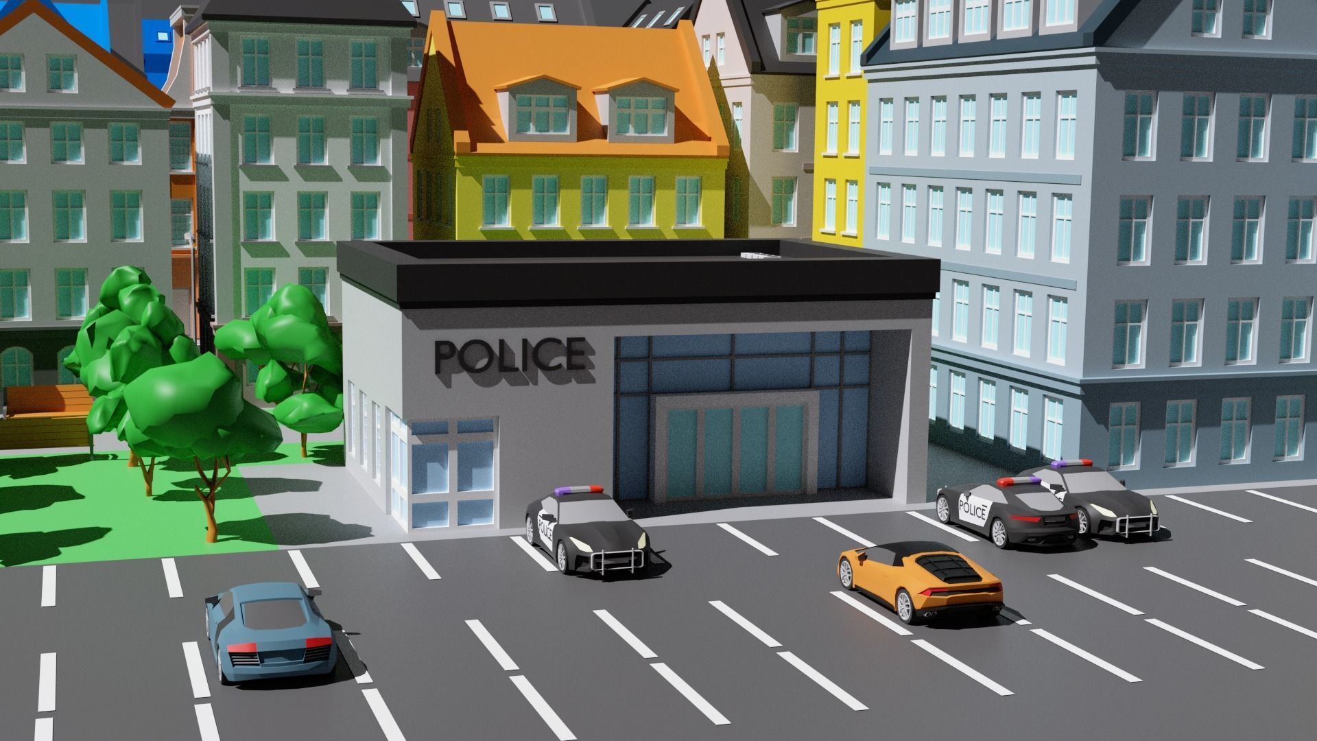 City 1 Low-poly 3D model_11