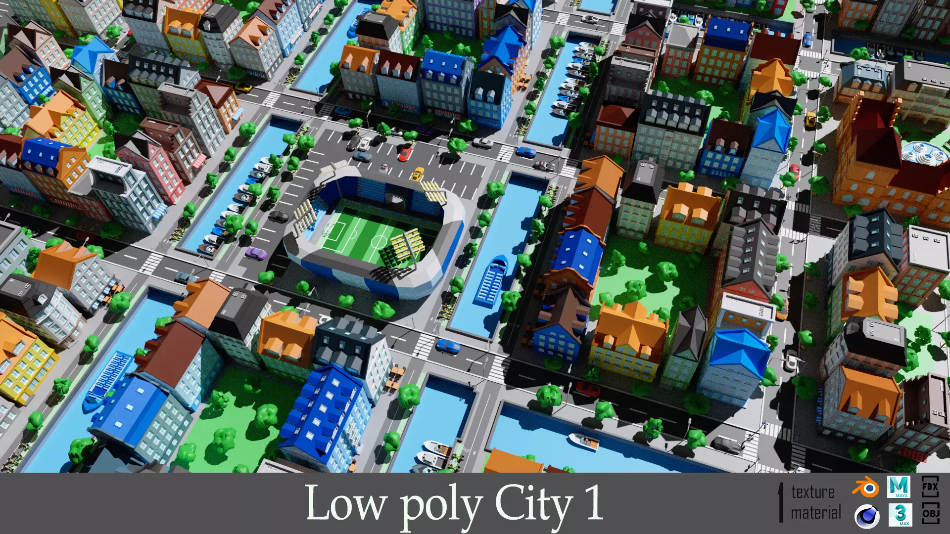 City 1 Low-poly 3D model_0