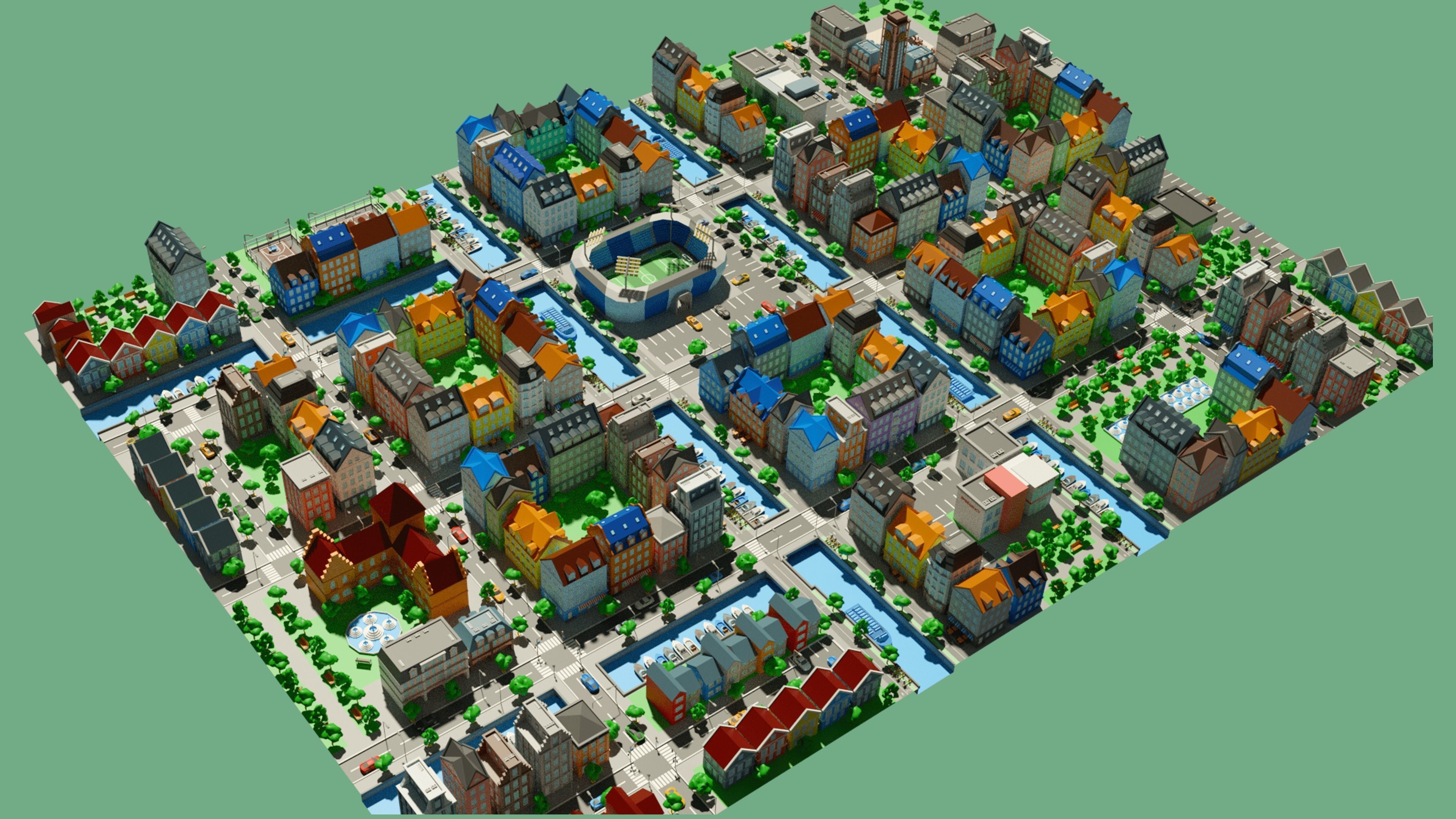 City 1 Low-poly 3D model_7