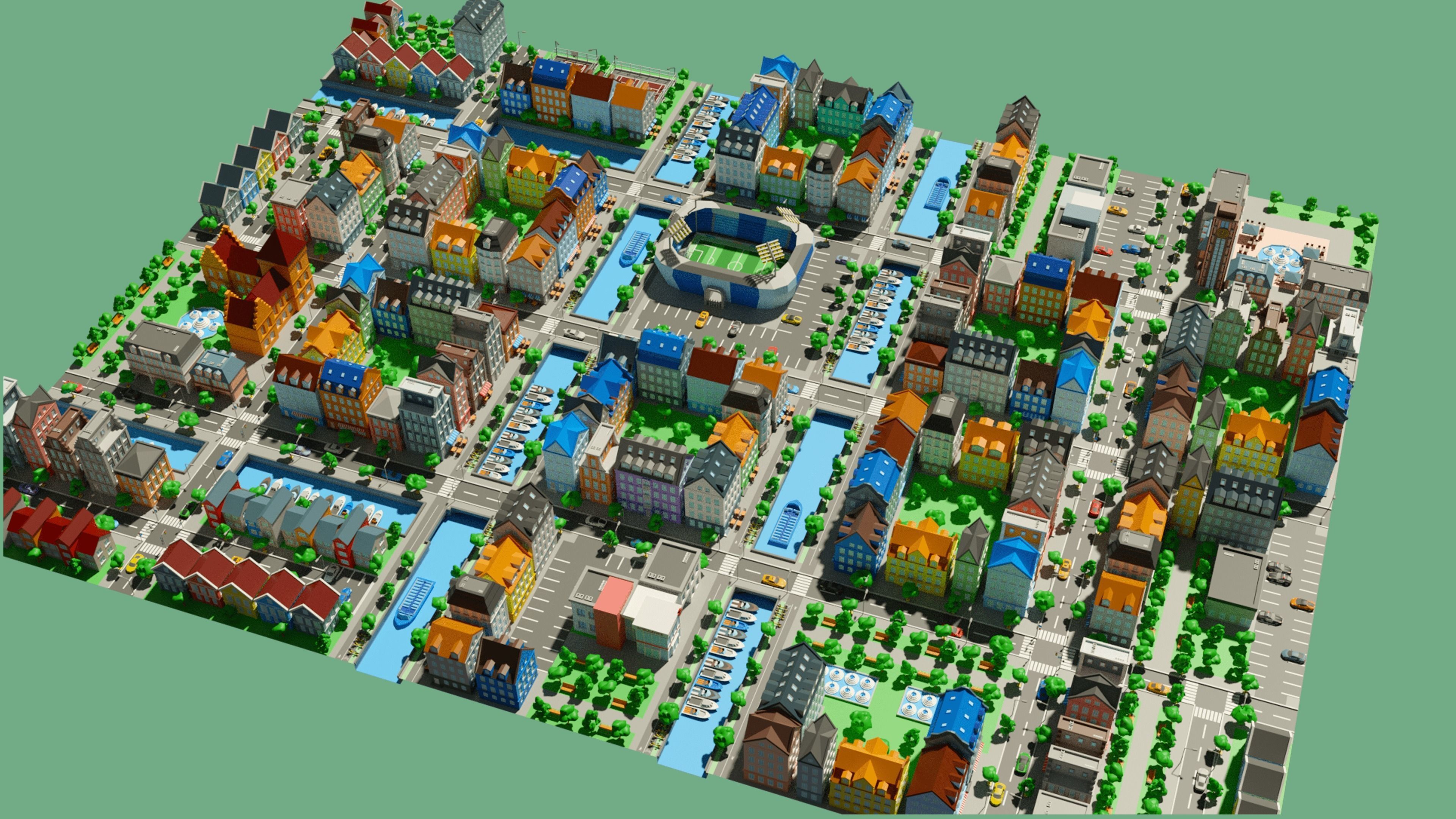 City 1 Low-poly 3D model_5