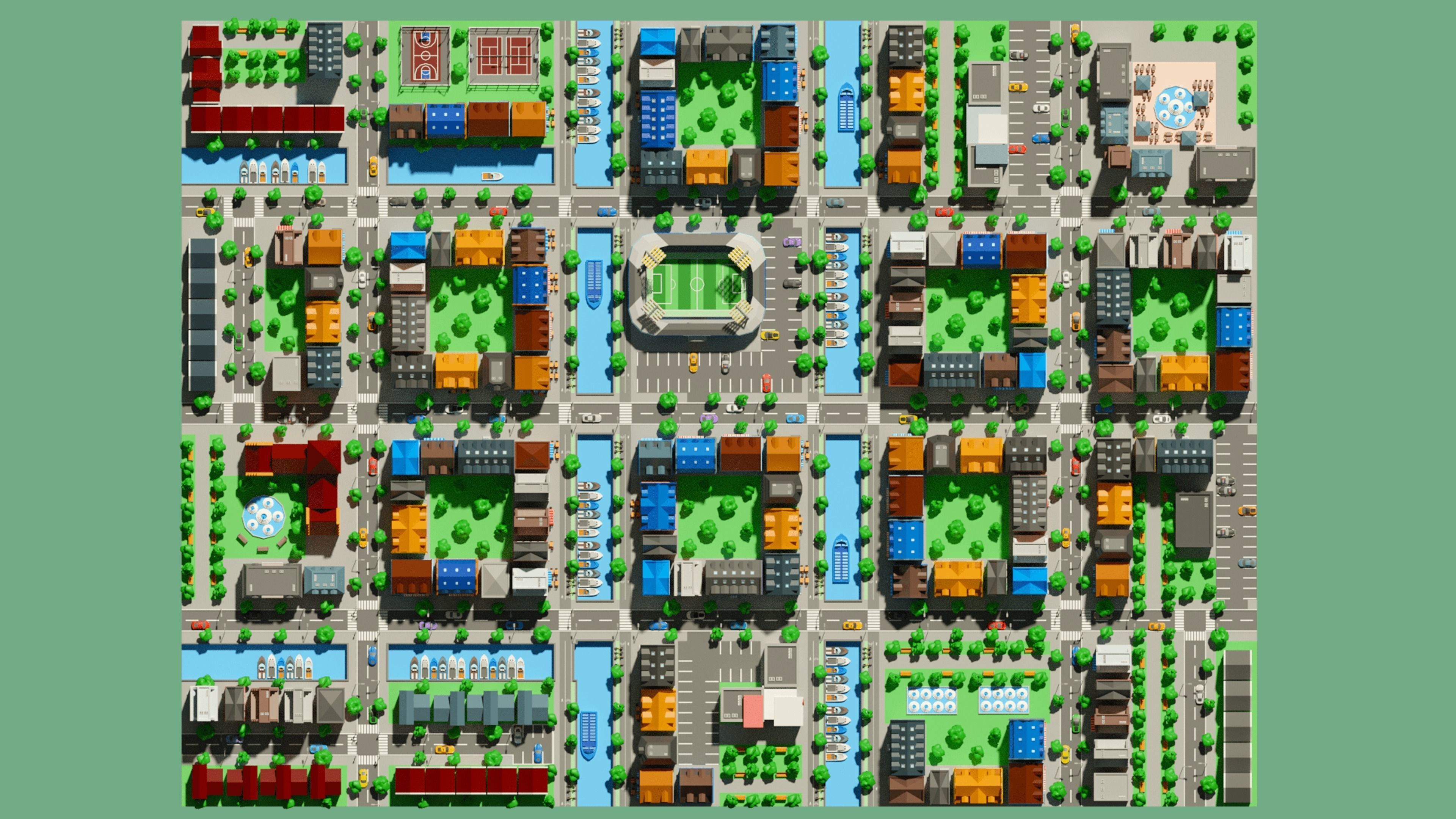 City 1 Low-poly 3D model_9