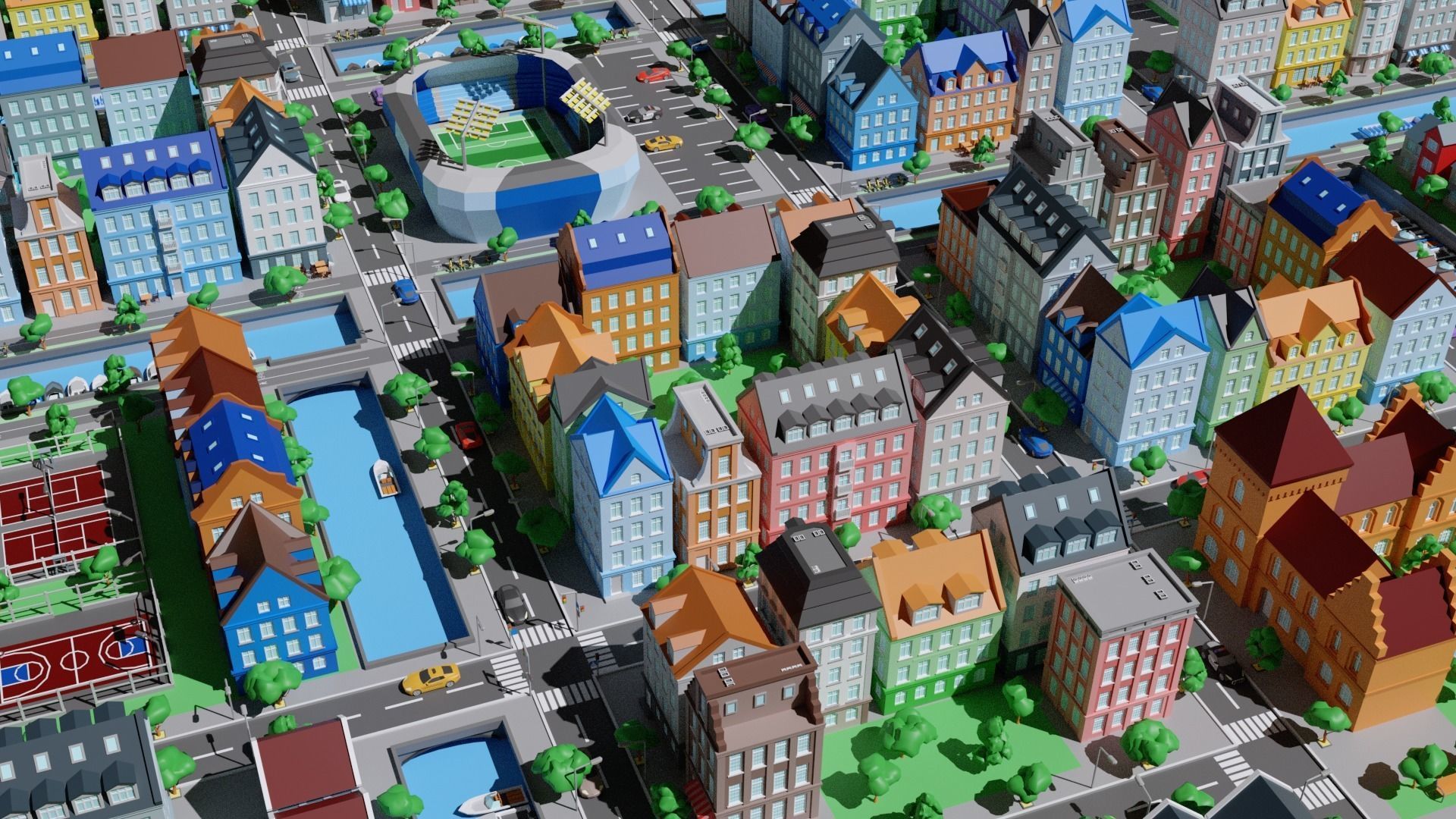 City 1 Low-poly 3D model_6