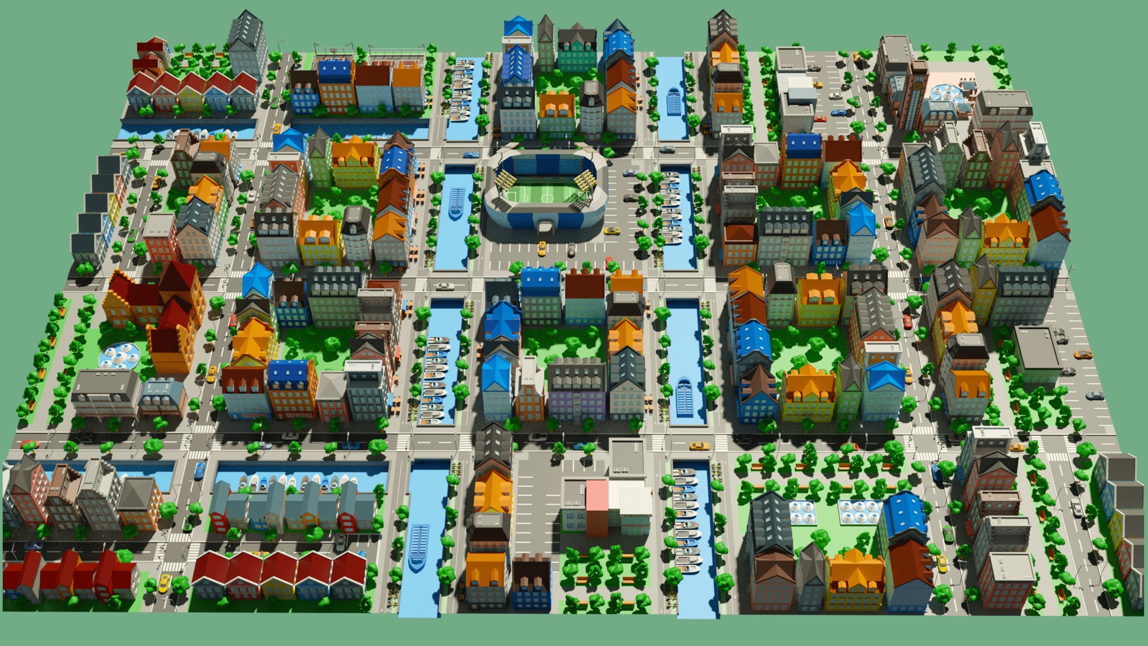 City 1 Low-poly 3D model_2