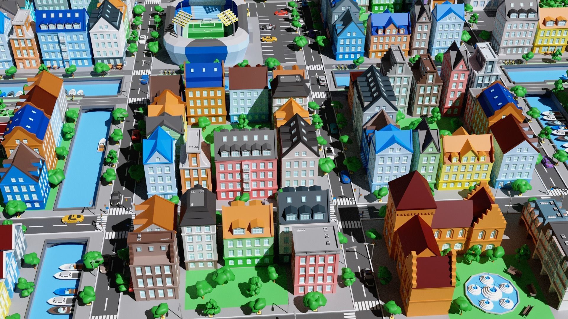 City 1 Low-poly 3D model_10