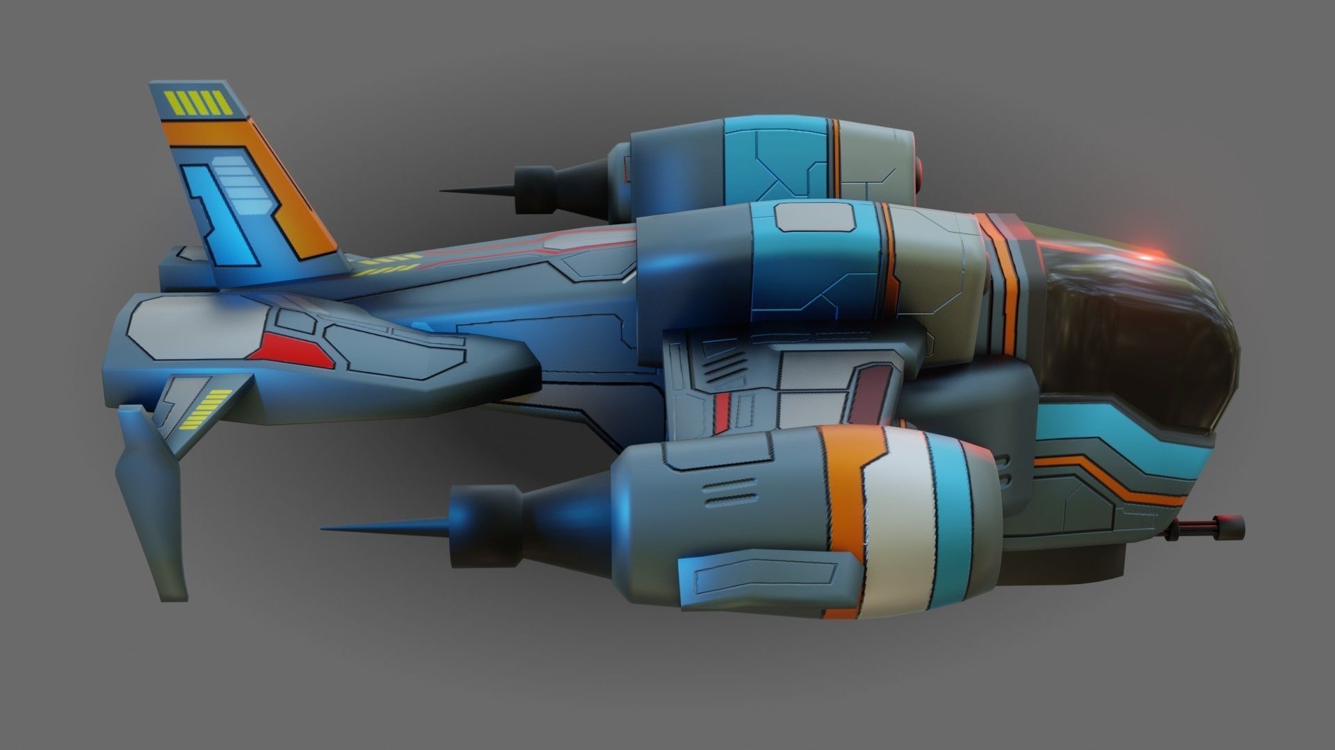 Sci-Fi Drop Ship - Low Poly - Game Ready - PBR Low-poly 3D model_12