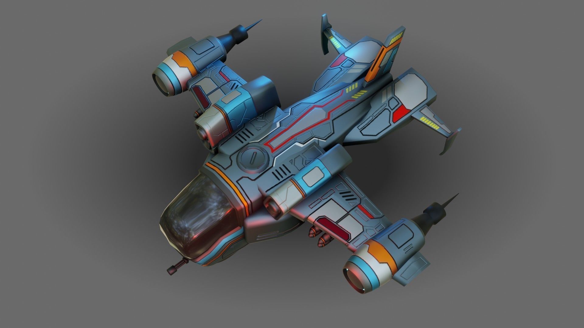 Sci-Fi Drop Ship - Low Poly - Game Ready - PBR Low-poly 3D model_20