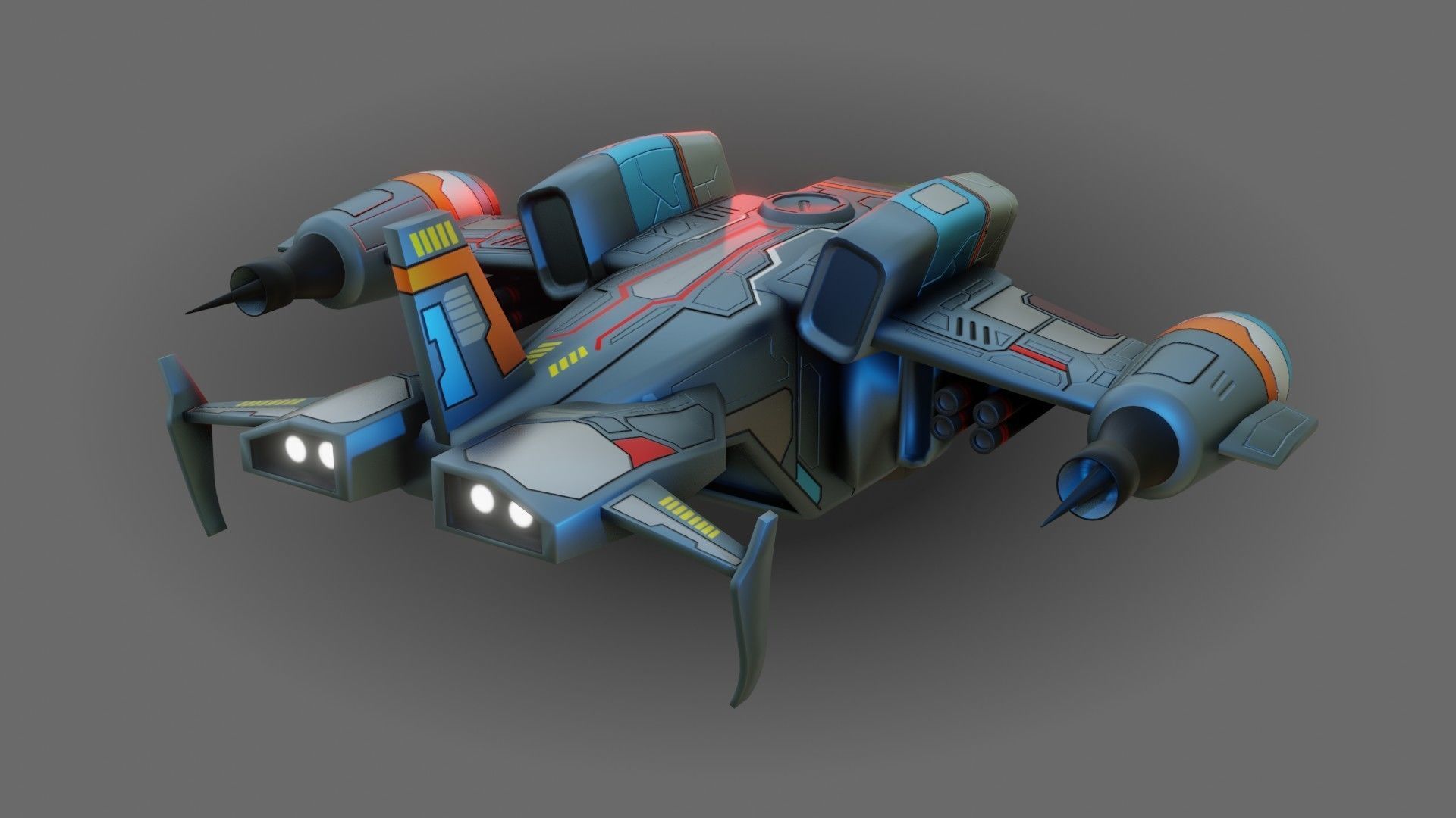 Sci-Fi Drop Ship - Low Poly - Game Ready - PBR Low-poly 3D model_10