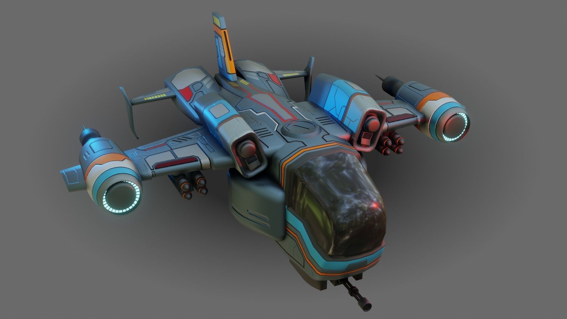 Sci-Fi Drop Ship - Low Poly - Game Ready - PBR Low-poly 3D model_16
