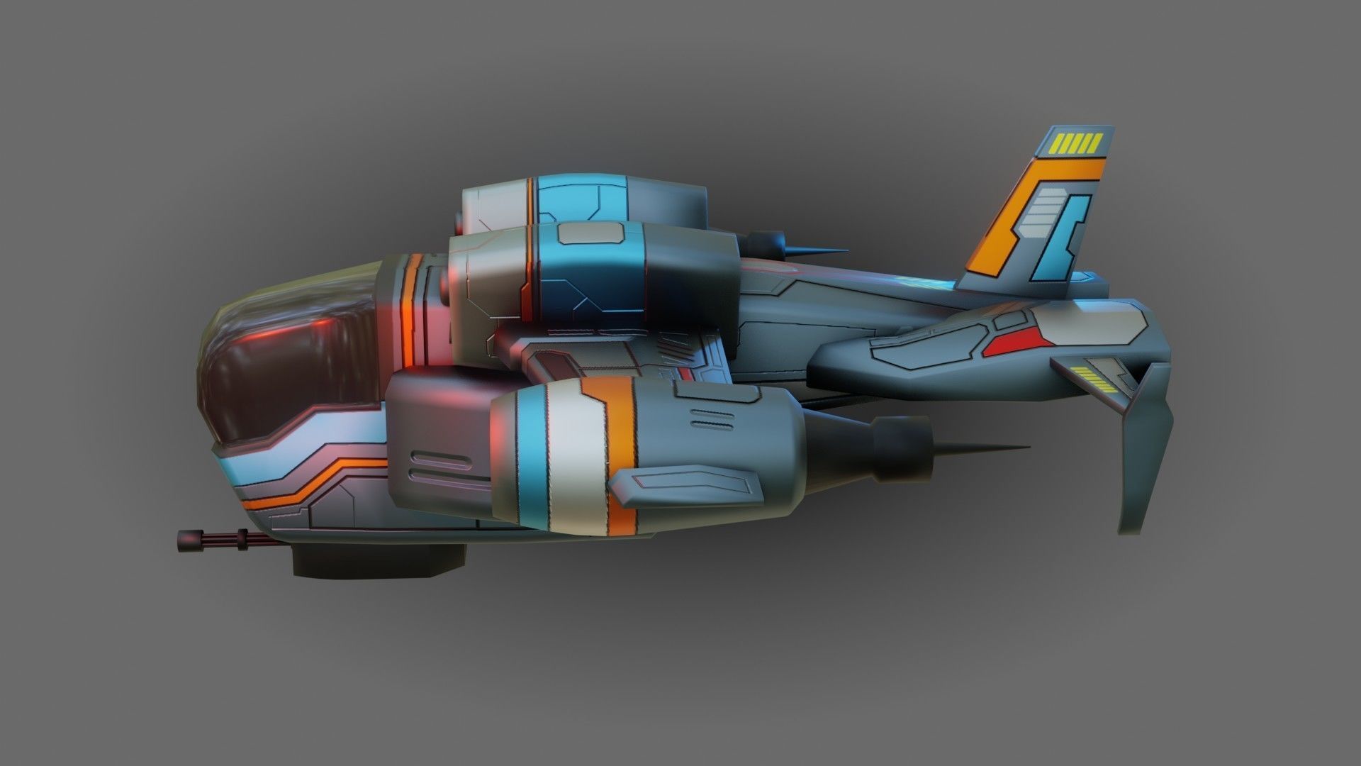 Sci-Fi Drop Ship - Low Poly - Game Ready - PBR Low-poly 3D model_4