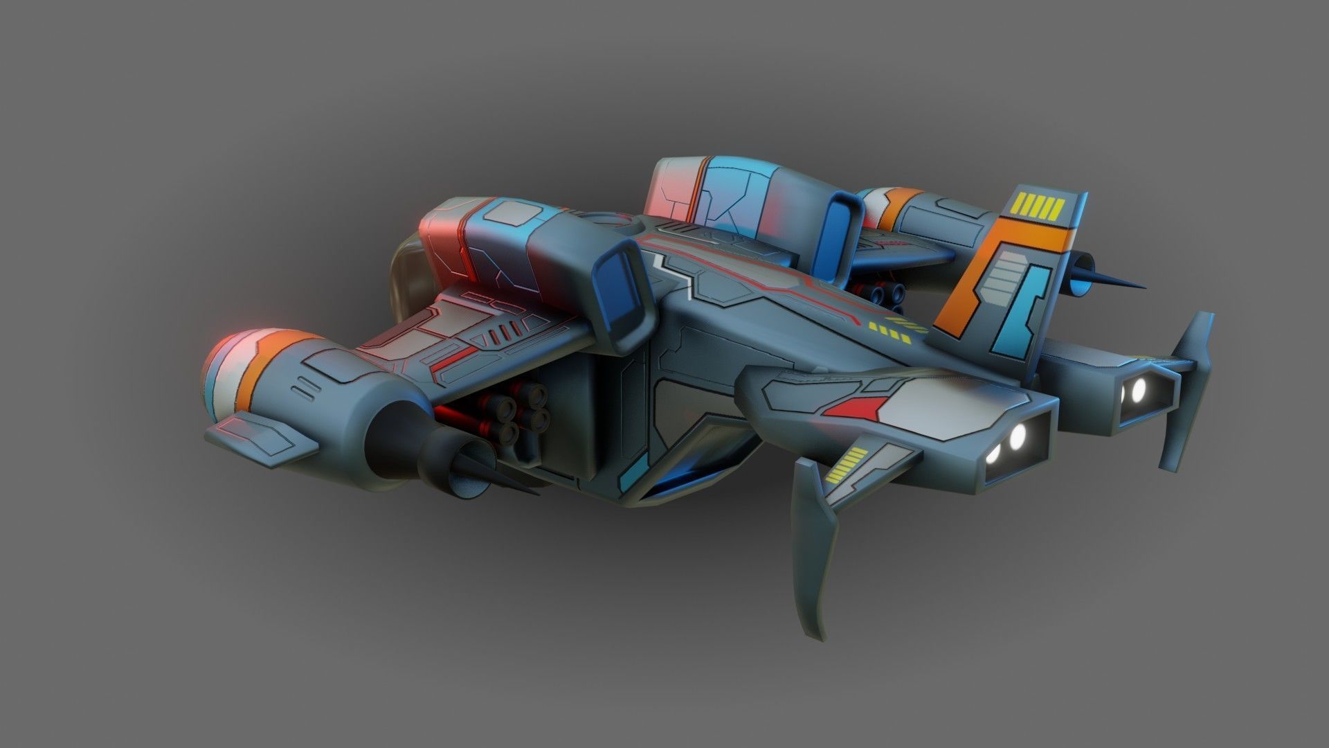 Sci-Fi Drop Ship - Low Poly - Game Ready - PBR Low-poly 3D model_6