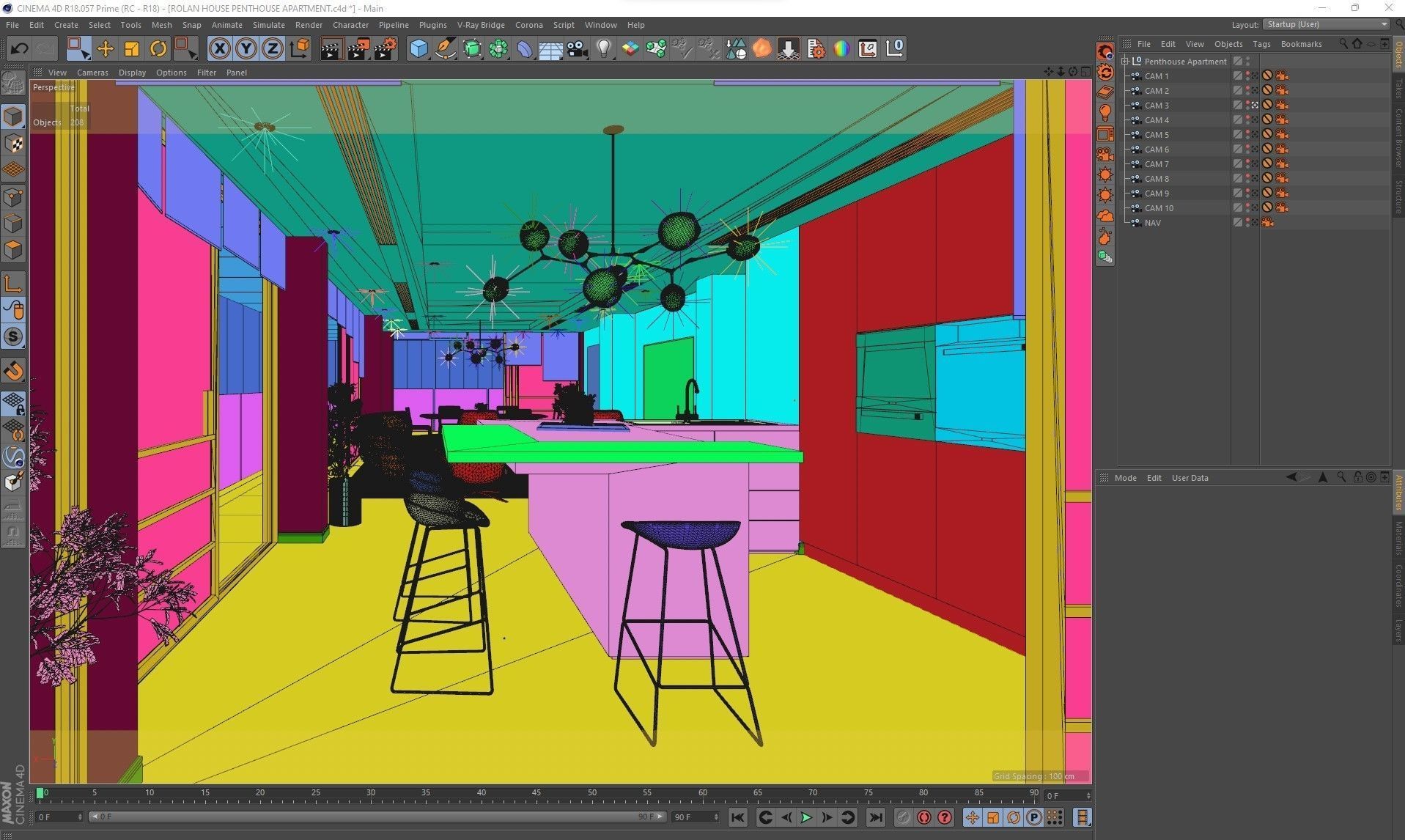 Corona - C4D Scene files - Complete Penthouse Apartment  3D model_12