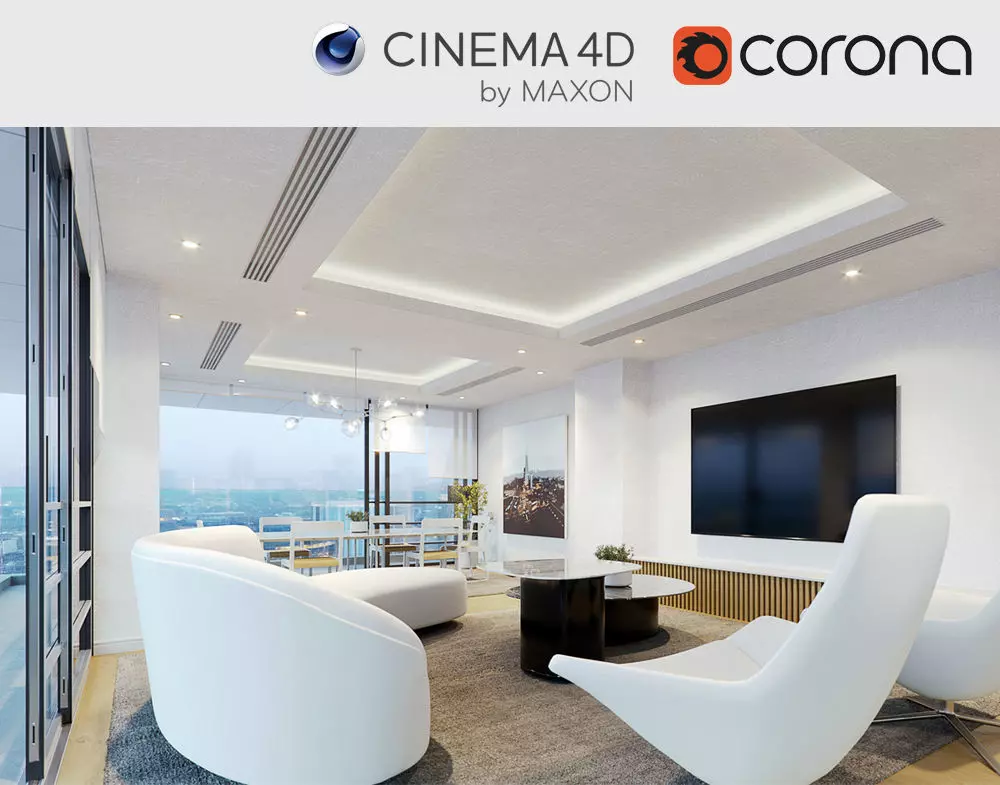 Corona - C4D Scene files - Complete Penthouse Apartment  3D model_0