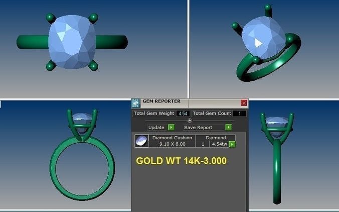 solitaire cushion ring 3D print model