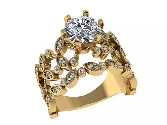 Ring277 gold engagement ring with diamonds