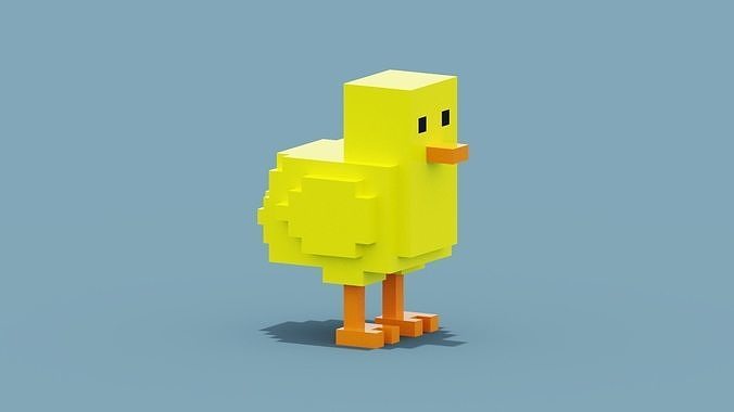 Voxel Chick Low-poly 3D model