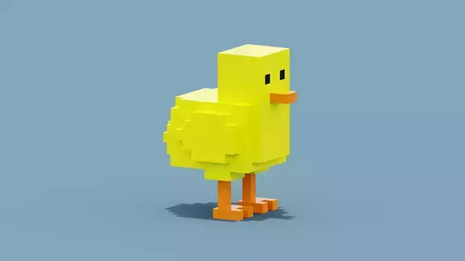 Voxel Chick Low-poly 3D model
