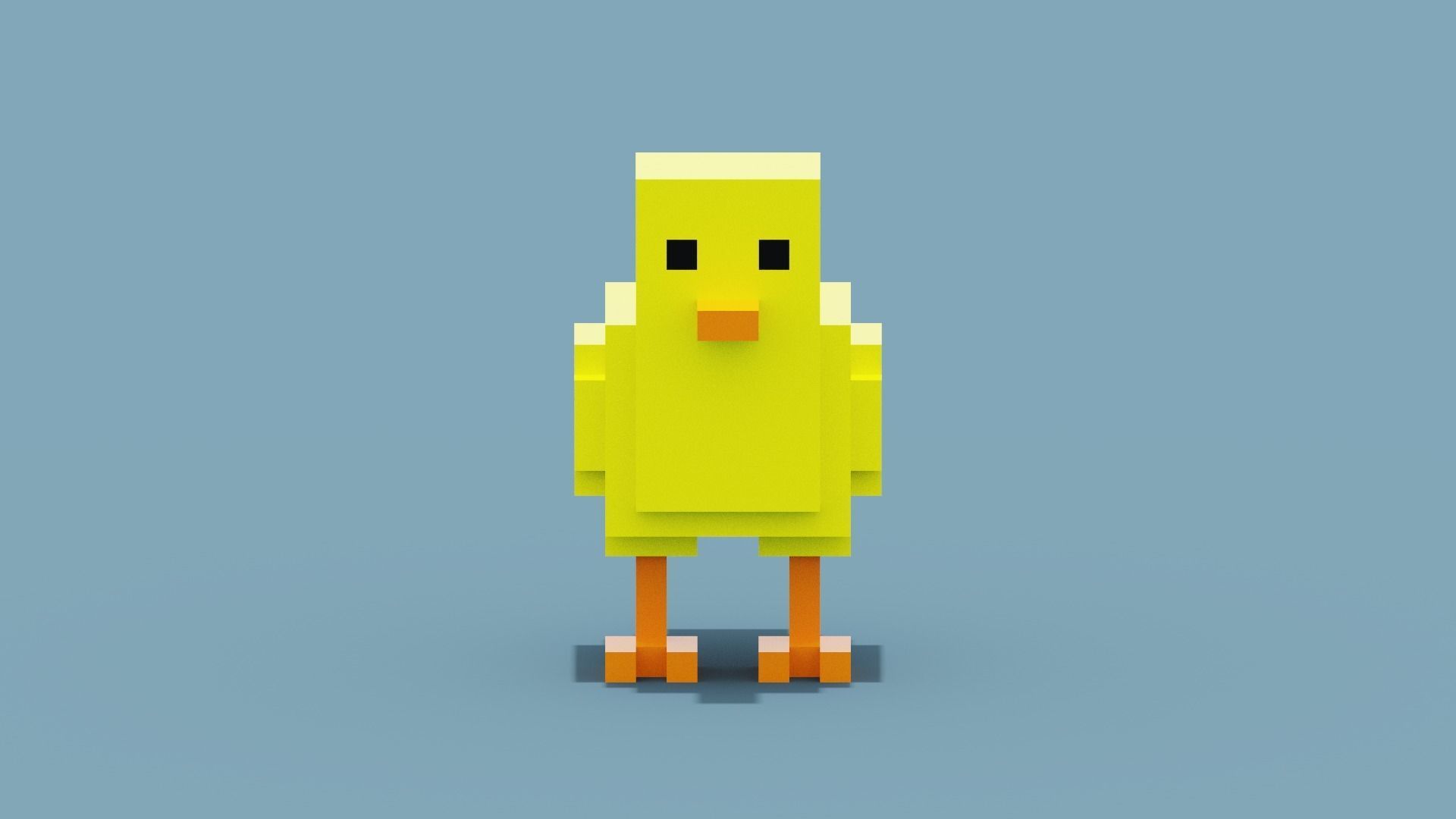 Voxel Chick Low-poly 3D model_2