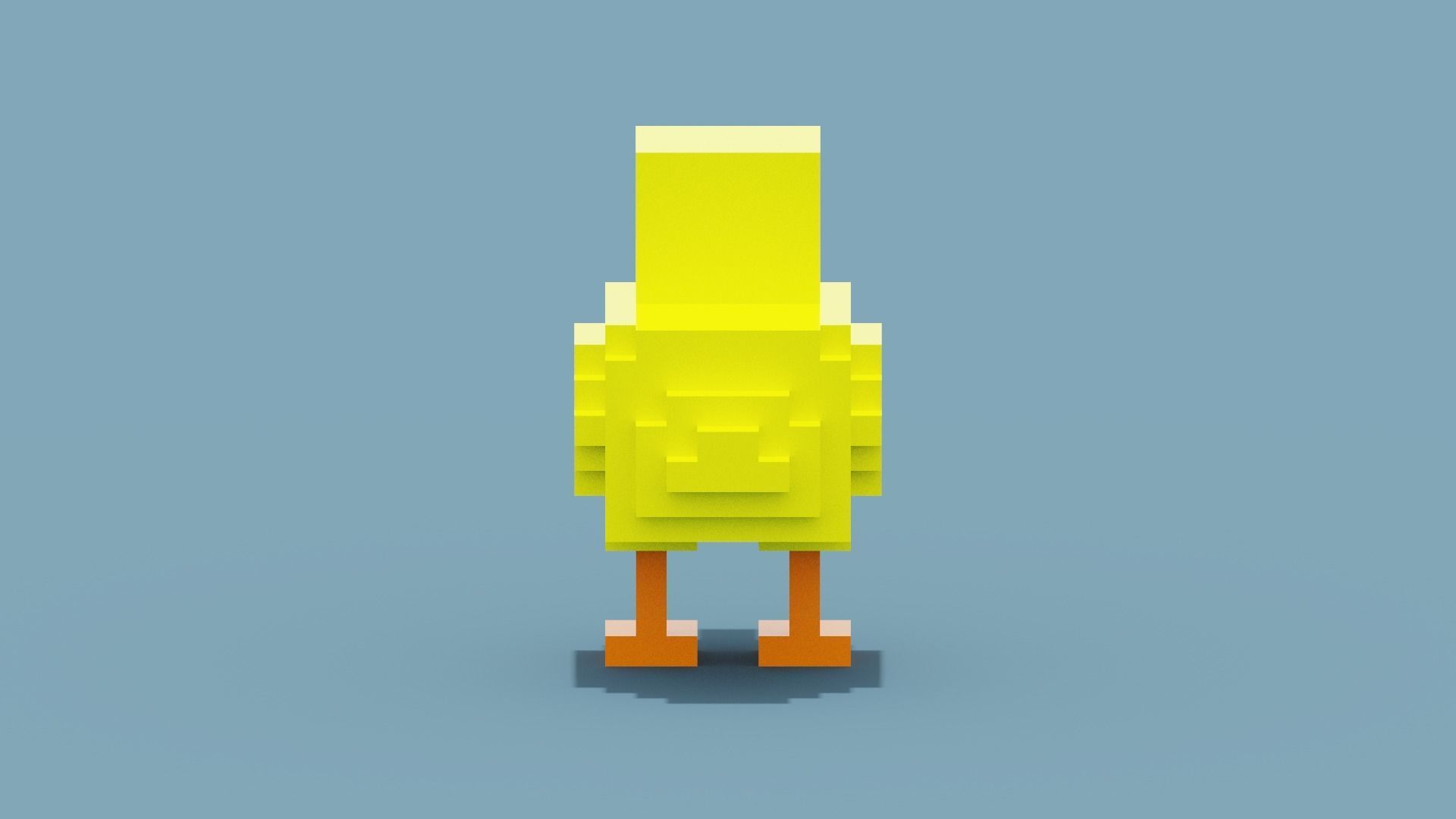 Voxel Chick Low-poly 3D model_8