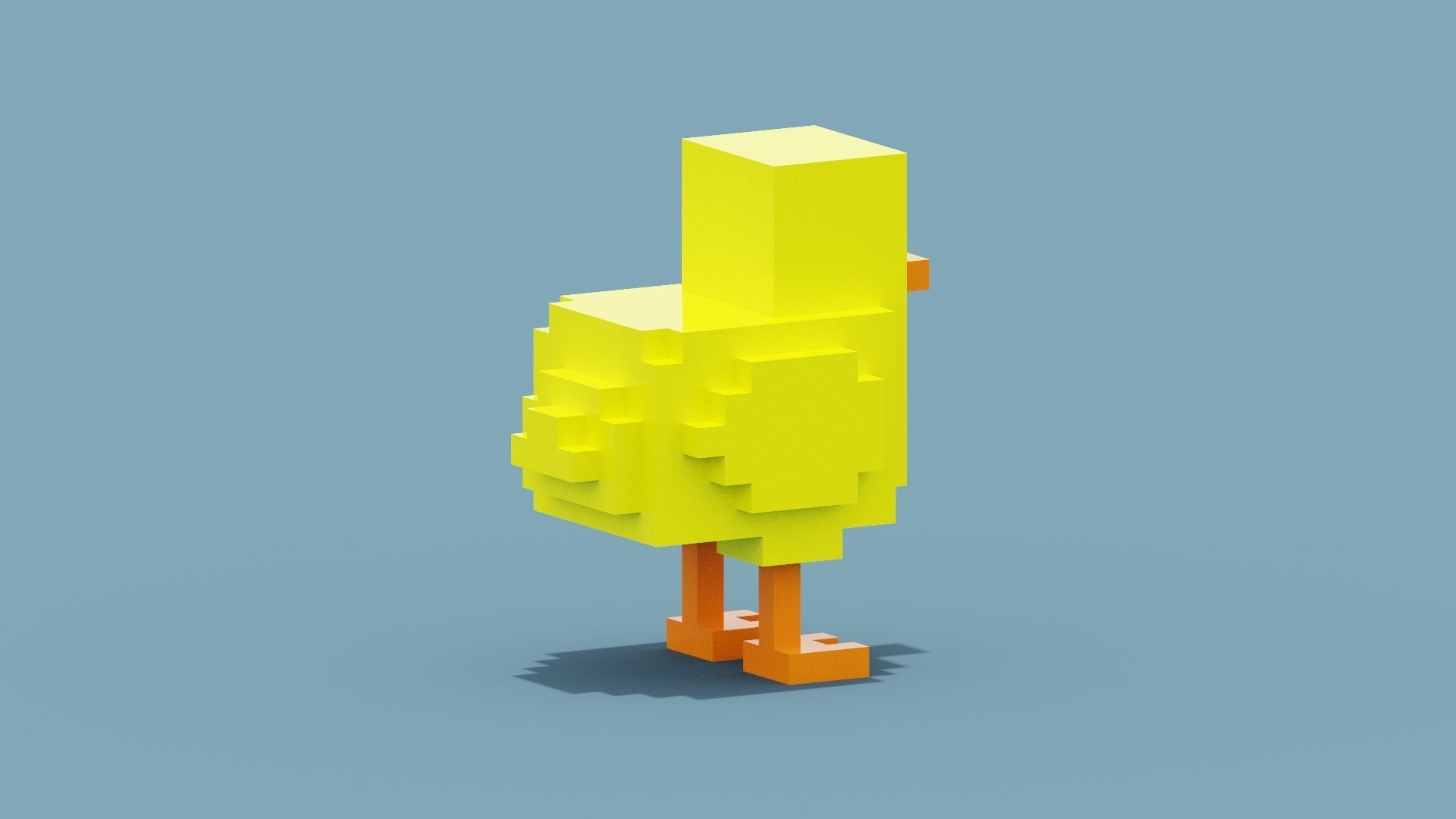 Voxel Chick Low-poly 3D model_10