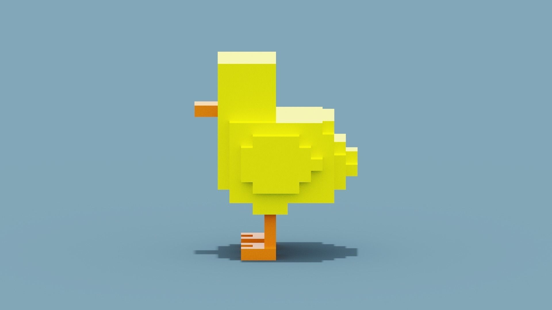 Voxel Chick Low-poly 3D model_5