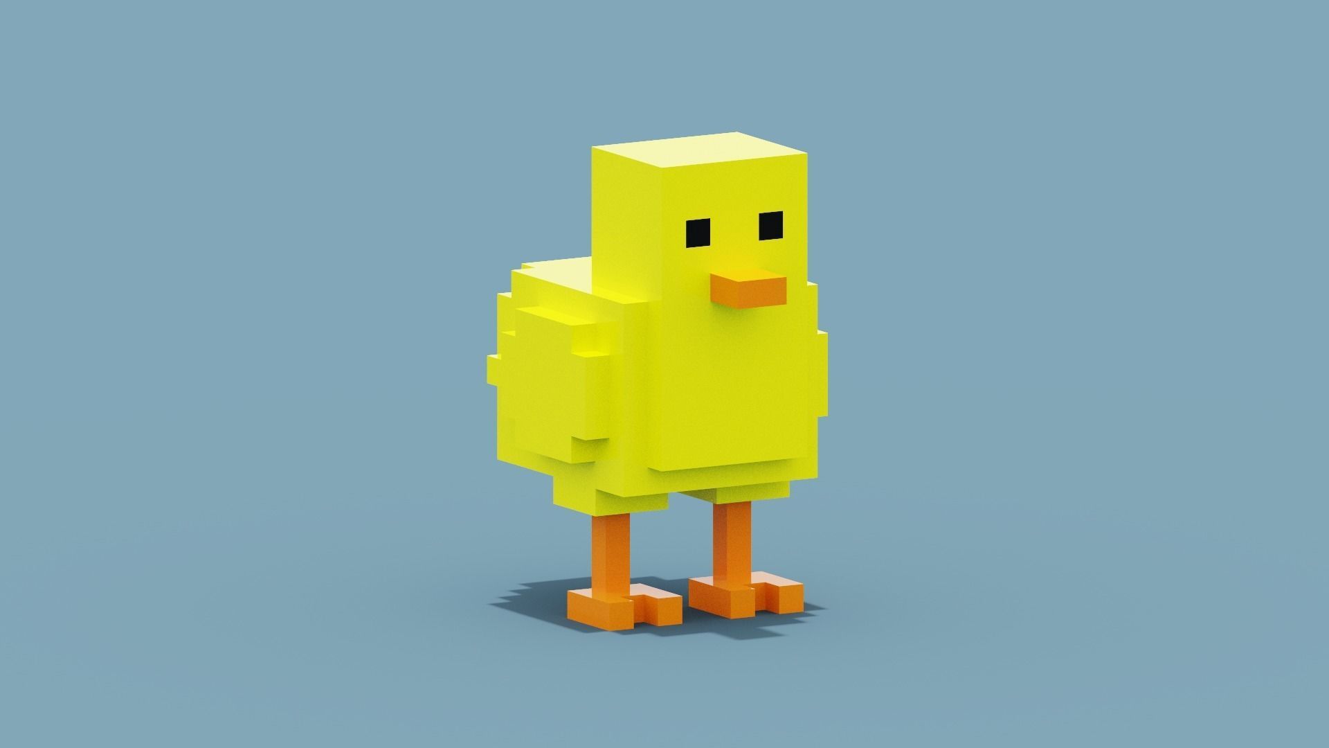 Voxel Chick Low-poly 3D model_1