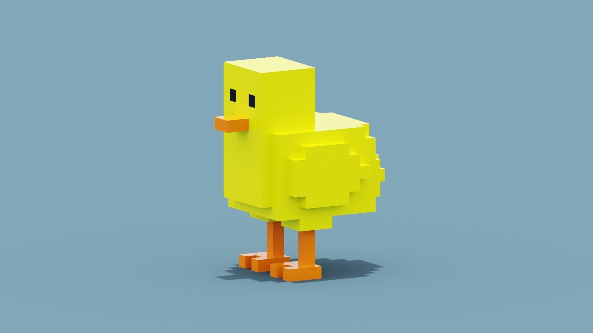 Voxel Chick Low-poly 3D model_4