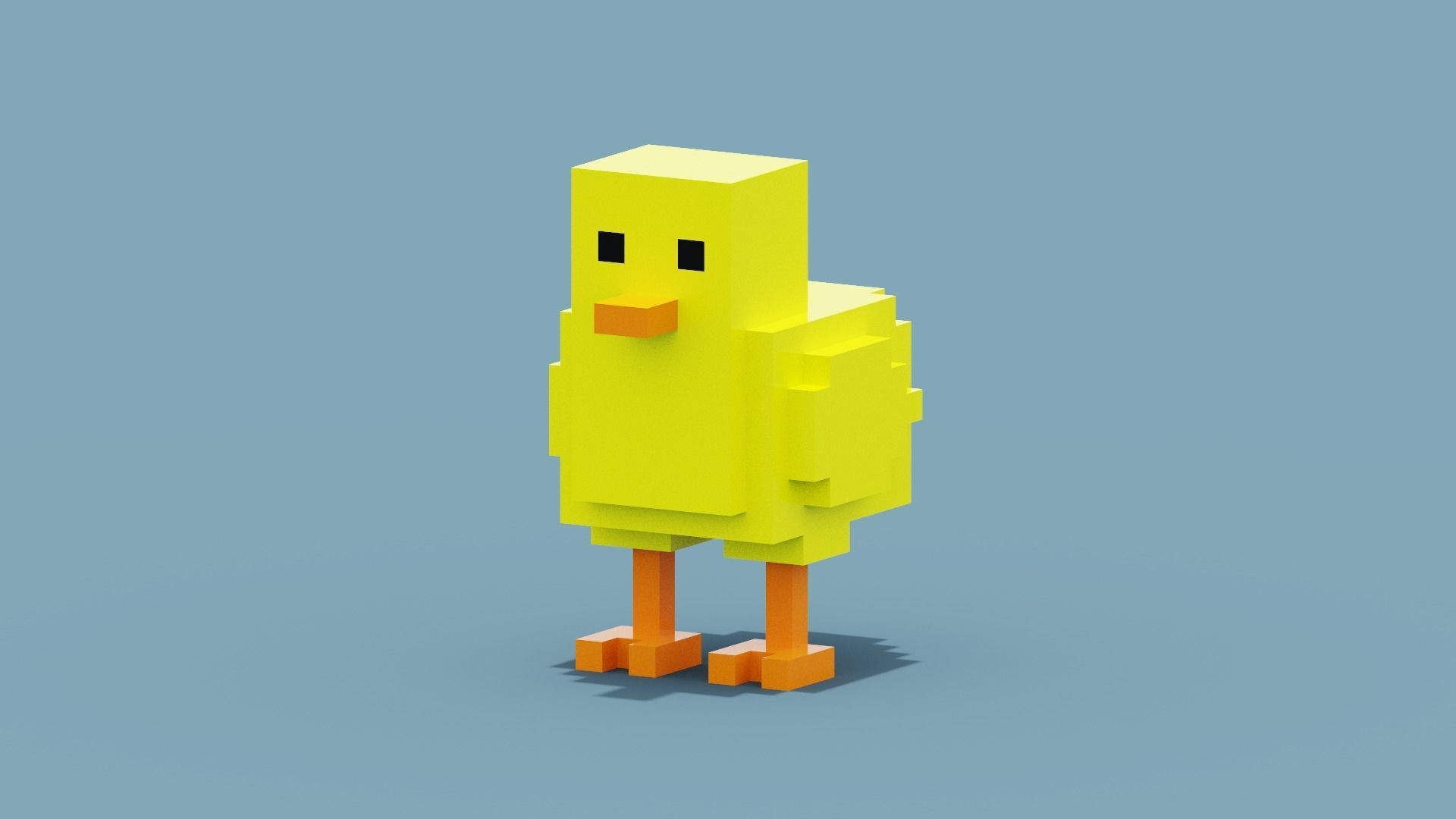 Voxel Chick Low-poly 3D model_3