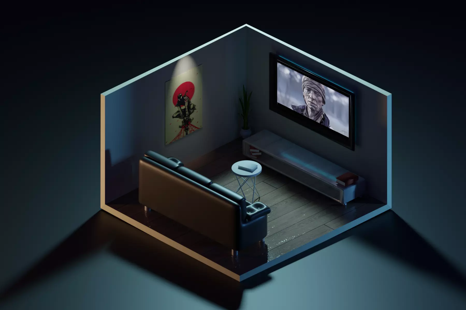 Isometric room Free low-poly 3D model