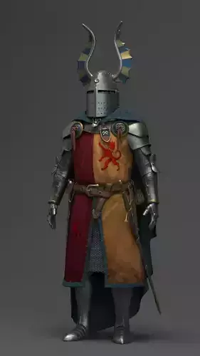 Knight in armor with horns 3D model