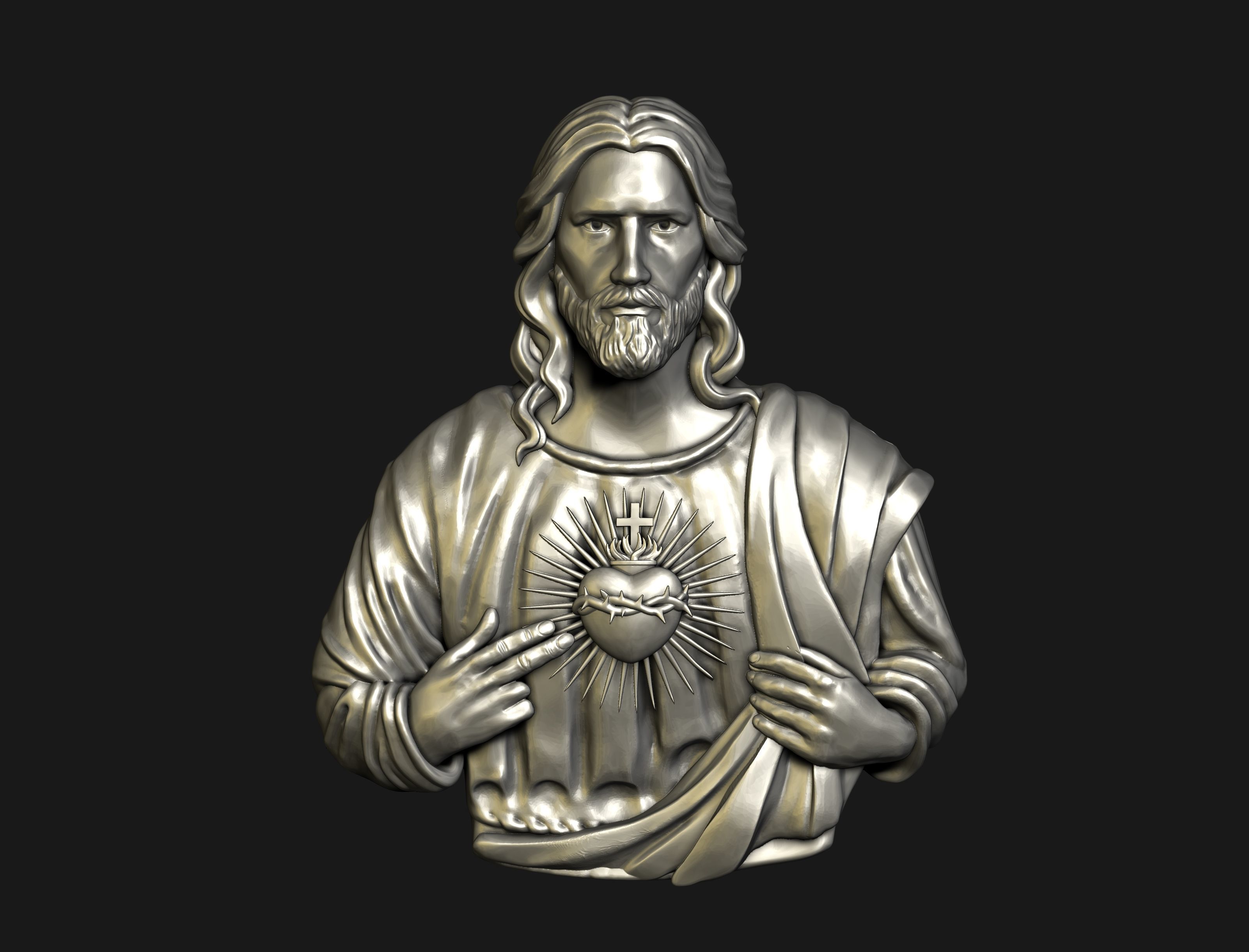 Jesus Sacred Heart Pendant 3D print model_3