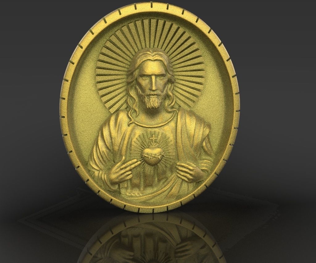Jesus Sacred Heart Pendant 3D print model_9