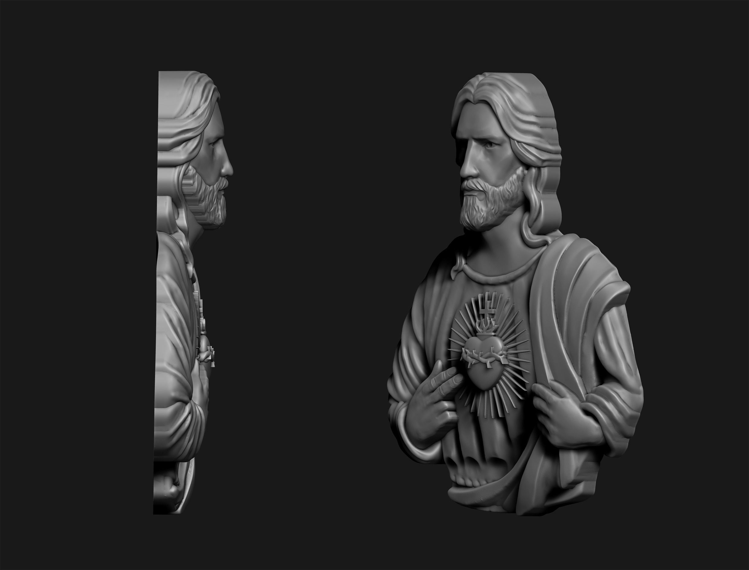 Jesus Sacred Heart Pendant 3D print model_4