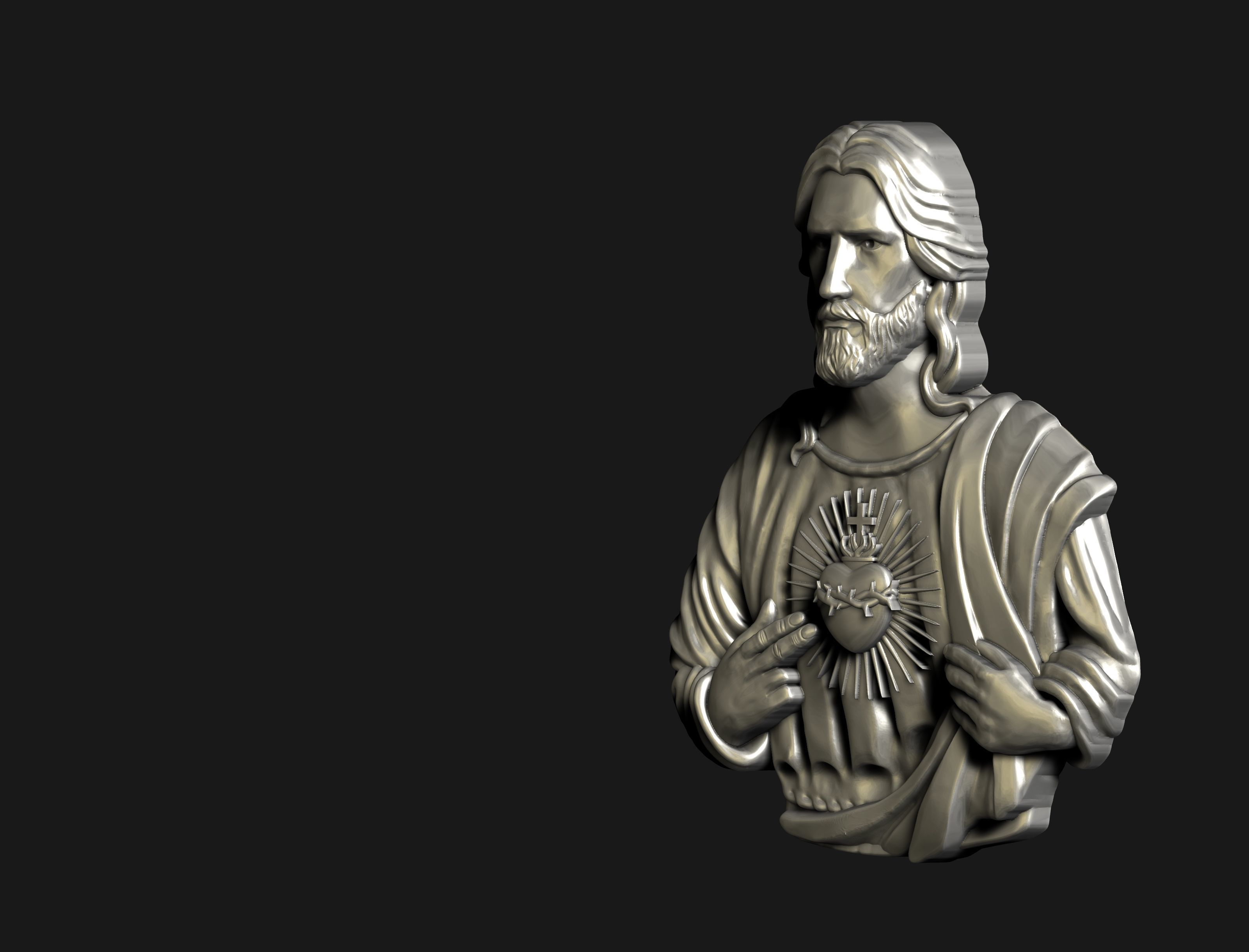 Jesus Sacred Heart Pendant 3D print model_7